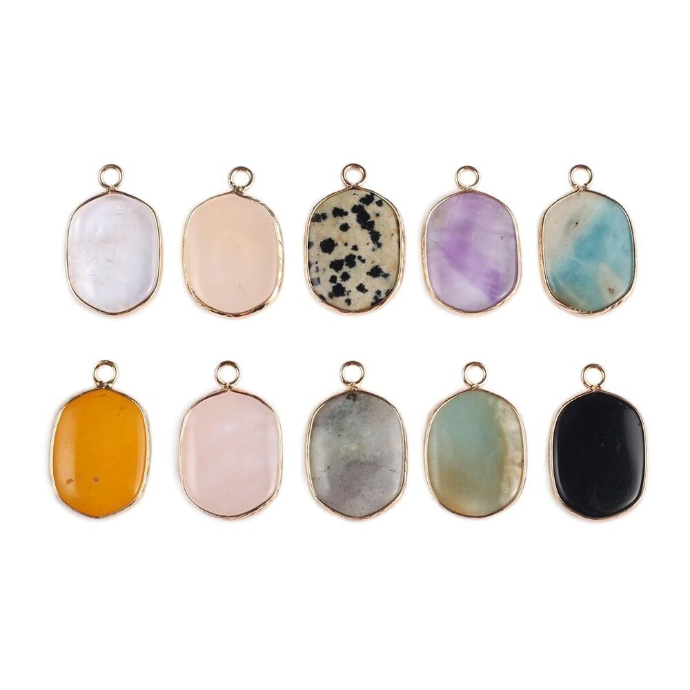 2060 8pcs Natural Stone Pendant Square Shape Agate Quartz Healing Crystal